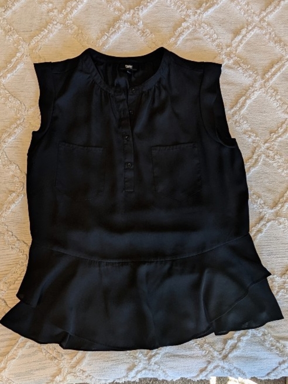 Massimo Sleeveless Black Ruffle Hem Blouse